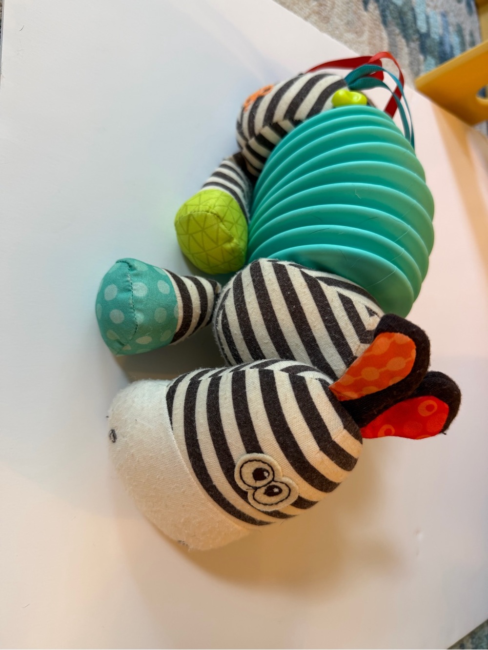 Striped Zebra Sensory Pull Toy - Teal & Multicolor